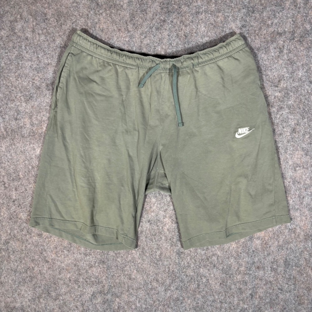 Nike Cotton Fleece Club Shorts Mens 2XL Olive Green 804419-365 Drawstring‎ Comfy